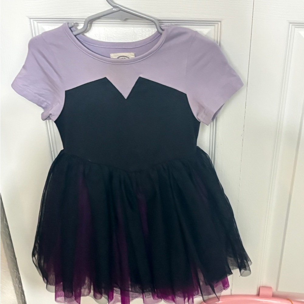 Adorable Purple and Black Ursula Kids Casual Dress